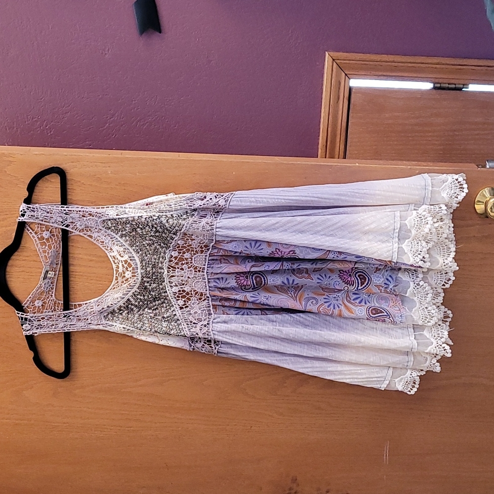 Beautiful Buckle embroidery tank dress / top